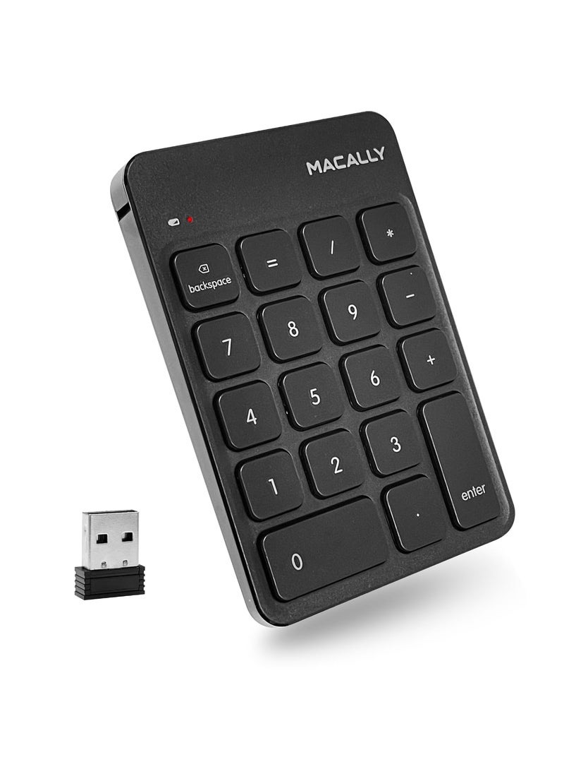 MACALLY Macally Wireless Number Pad | Numeric Keypad | Wireless 10 Key for Laptop PC Computer Notebook Surface Chrome (2.4G USB) Perfect for Data Entry Numpad Number Keyboard  - Image 1