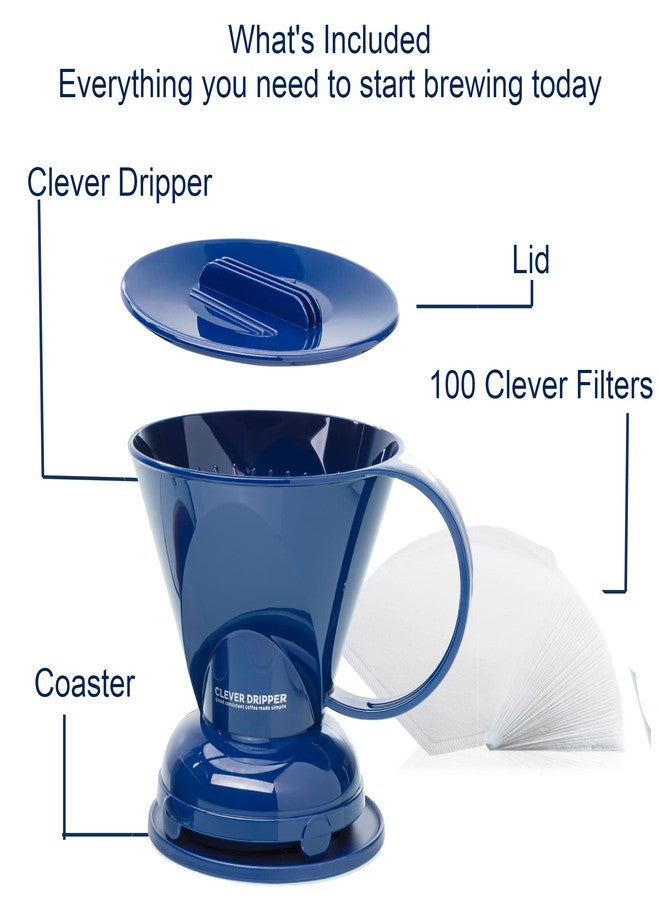 Clever Coffee Dripper and Filters, Large 18 oz (Royal Blue)| Barista's Choice| Safe BPA Free Plastic|Includes 100 Filters - Image 2