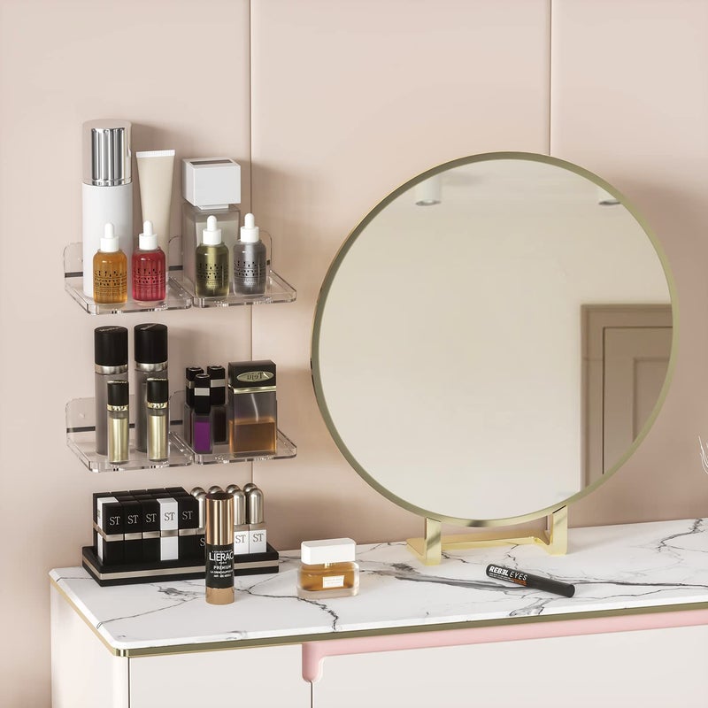 Liboer Wall Mount Floating Shelves For 2 Pcs Security Baby Camera Shelf Mini Speaker Other Small Items In Bedroom Bathroom Kitchen Living Room Clear Mini Shelf Flexible Use For Wall Space(S+L) - Image 5