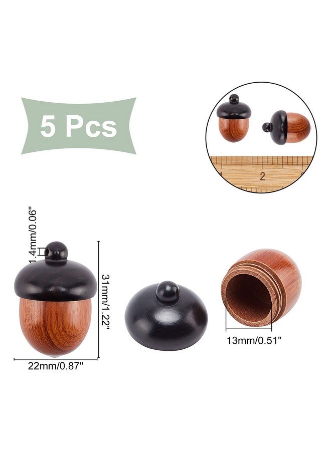 CHGCRAFT 5Pcs Wooden Acorn Nut Box Pendant Disconnectable Camel Wood Acorn Charms Pendant For Diy Gift Jewelry Making Car Pendant Decorations, 33X22Mm - Image 2