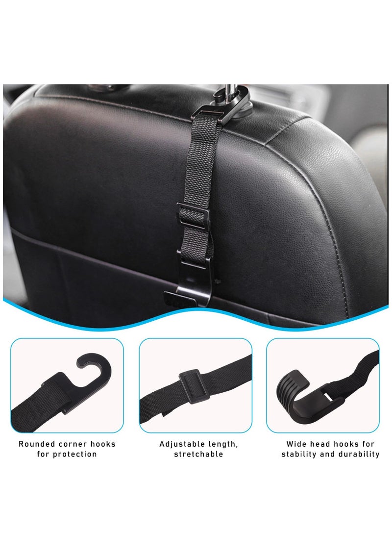 Excefore 2 PCS Car Seat Headrest Hooks, Adjustable Hanging Storage Organizer for Auto Back Seat, Universal Vehicle Interior Purse Bags Hanger Accessories for Umbrella Handbag Coat - Image 3