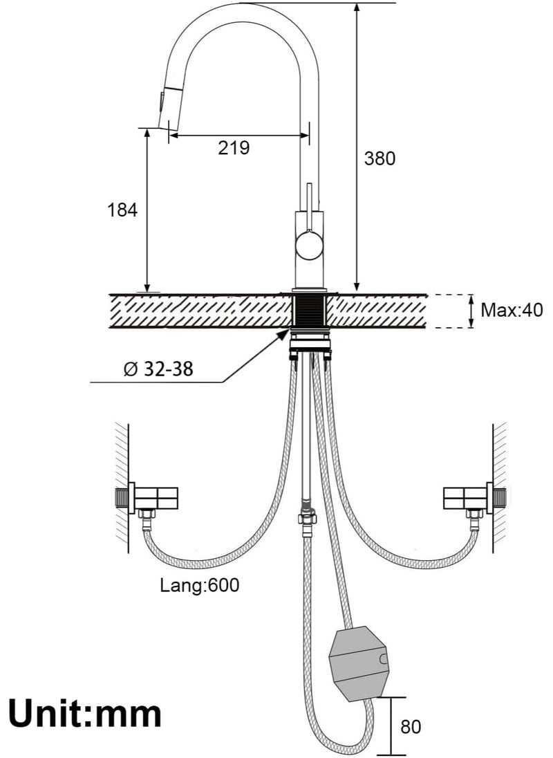 RATSAW Kitchen Tap Black High Pressure Kitchen Tap with Extendible Shower Black Stainless Steel Mixer Tap Kitchen with High Spout  - Image 5