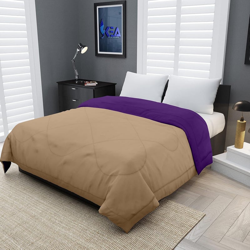 KEA Microfibre Reversible Single Bed ComforterBlanketQuilts for All Weather Purple Taupe 250GSMComforter Single - Image 1
