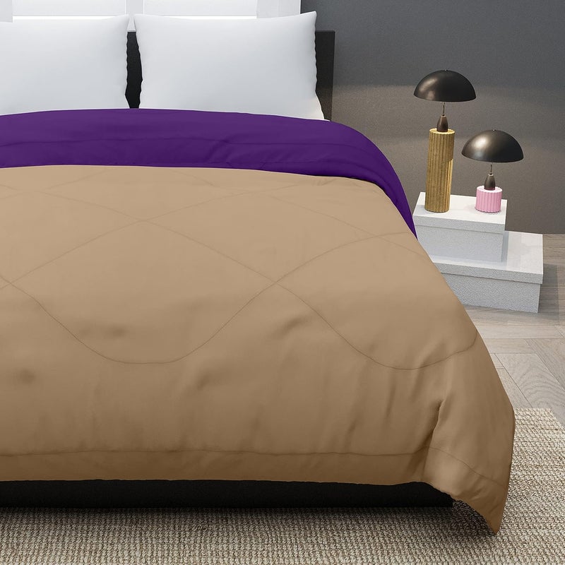 KEA Microfibre Reversible Single Bed ComforterBlanketQuilts for All Weather Purple Taupe 250GSMComforter Single - Image 4