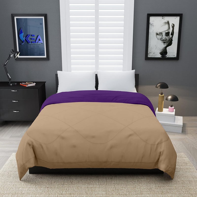 KEA Microfibre Reversible Single Bed ComforterBlanketQuilts for All Weather Purple Taupe 250GSMComforter Single - Image 2