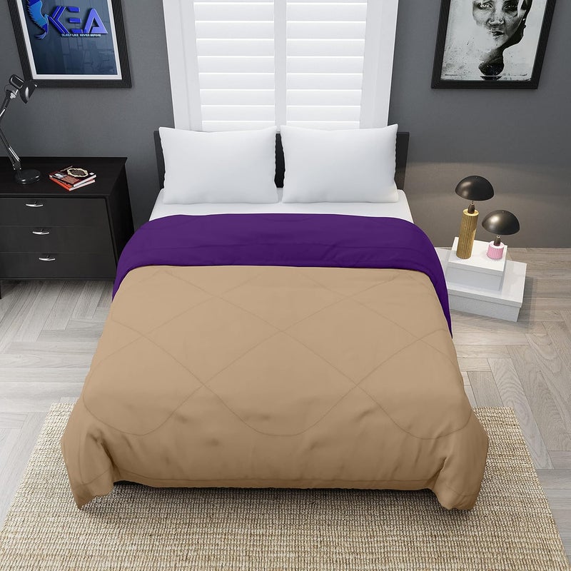 KEA Microfibre Reversible Single Bed ComforterBlanketQuilts for All Weather Purple Taupe 250GSMComforter Single - Image 3