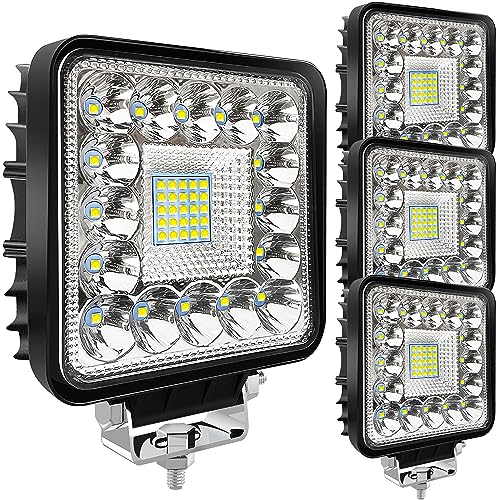 San Young 4 Inch LED Light Pods for Truck, 12V 24V LED Tractor Work Lights 120W 10000lm Fog Lights ATV UTV RV OTR Boat Golf Cart Off-Road Light Bar, 4 Pack Spot Beam - Image 1