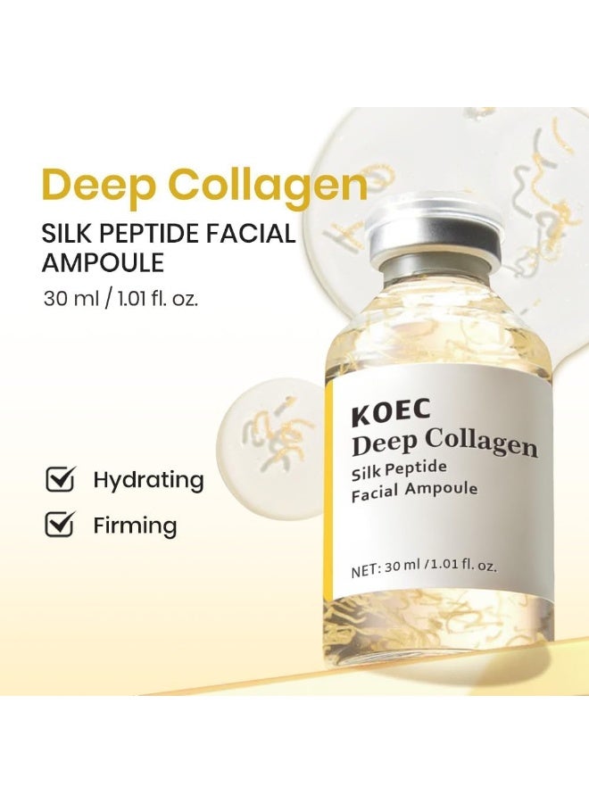 KOEC Deep Collagen Silk Peptide Ampoule Serum Set, with Collagen, Peptides & Niacinamide, Korean Anti-Aging Serum for Glass Skin, Wrinkles & Hydration, Needle-Free Precision Applicator, 30ml - Image 2