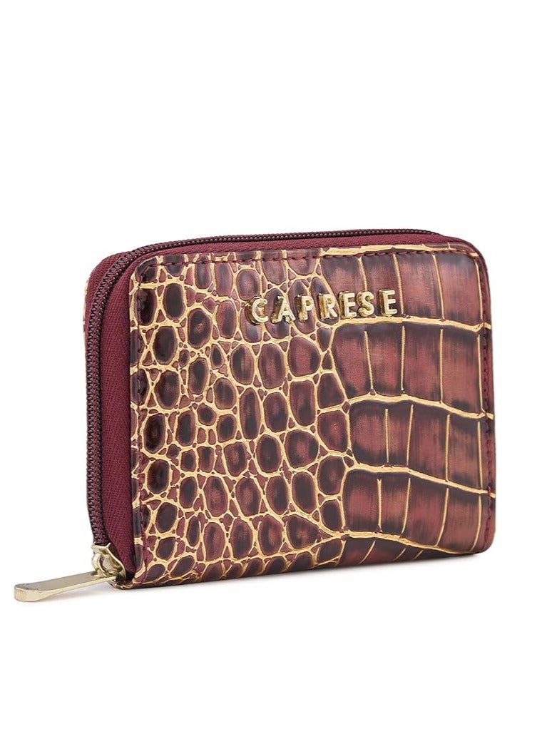 Caprese Miranda Zip Around Wallet for Women| Small, Burgundy | Multiple Card Slots with Stylish Animal Print | Perfect for Carrying Daily Essentials - Image 5