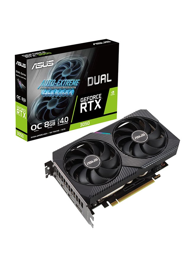 Dual GeForce RTX™ 3050 V2 OC Edition Graphics Card, 8GB GDDR6 128-Bit Memory, 1852 MHz OC Boost Clock, 2560 CUDA Cores, 14 Gbps Memory Speed, PCI Express 4.0 | 90YV0GH6-M0NA00 Grey