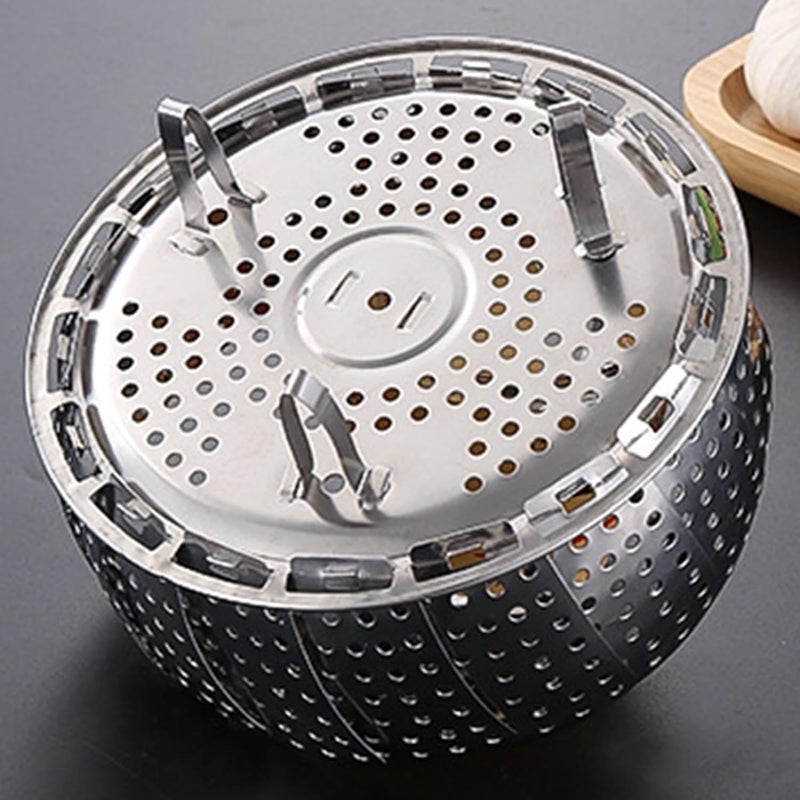 GaxQuly GaxQuly Stainless Steel Vegetable Fruit Steamer Punching Food Drain Bowl Basket, Steamer for Cooking Vegetables, Momos, Veggie, Fish, Seafood, Fruits, Fits Various Pot Sizes - Dishwasher Safe Fits Various Size Pot (Stainless Steel, Extra Large)  - Image 3