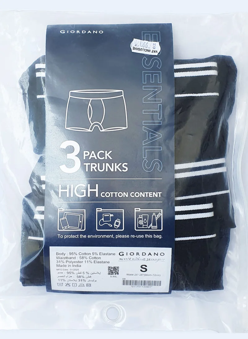 GIORDANO Men's Cotton Spandex Jersey 3-Pack Trunks