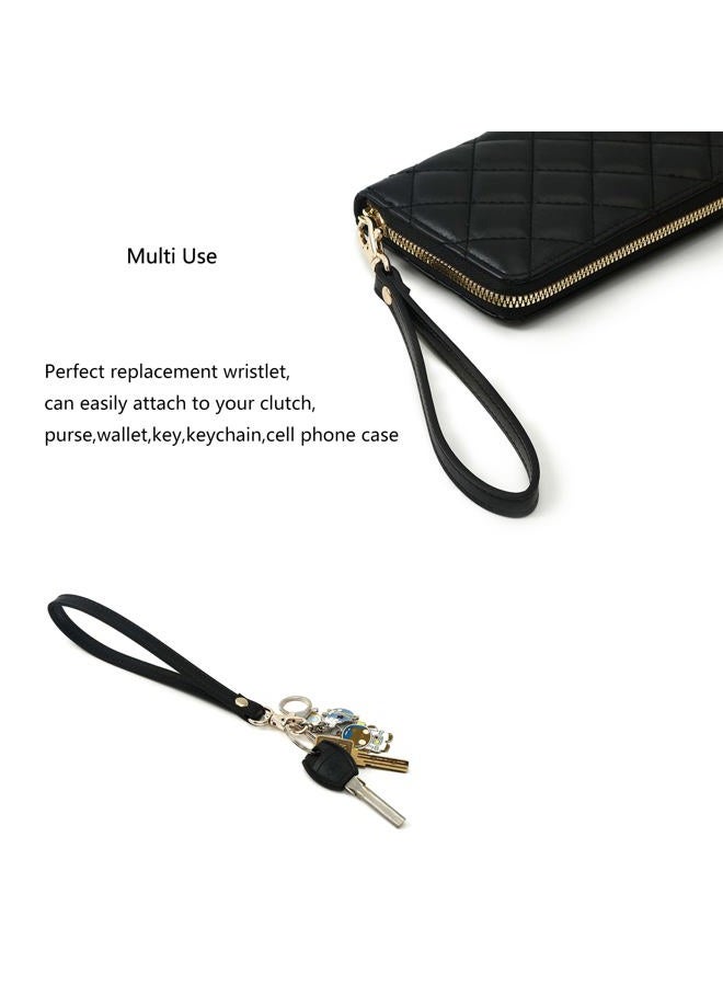 Xiazw Leather Wrist Strap Wristlet for Purse，Wallet， Clutch，Key，Keychain，Cell Phone Case, Plain Leather Black With Silver Clasp, Medium, Modern - Image 4