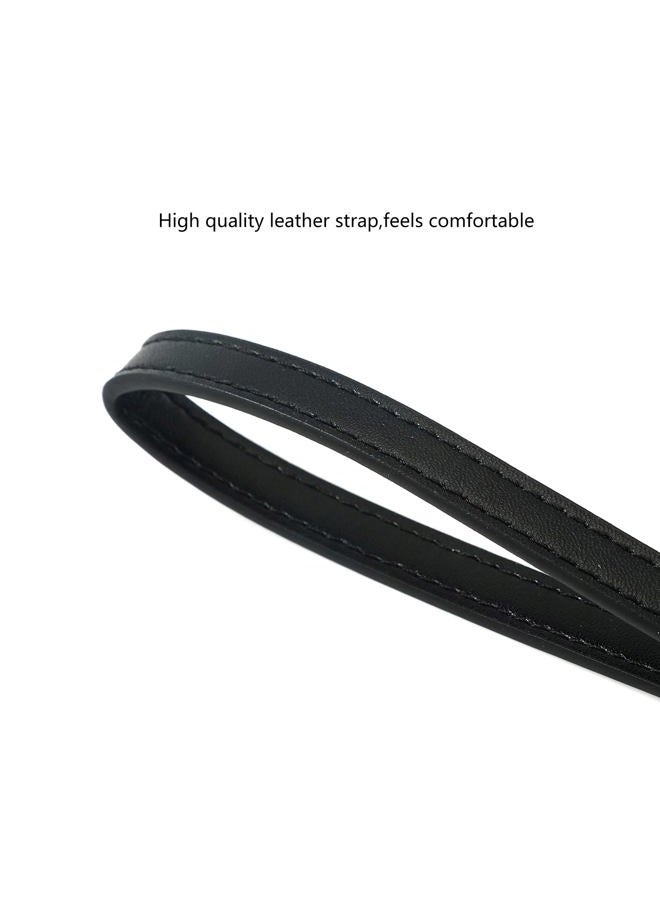 Xiazw Leather Wrist Strap Wristlet for Purse，Wallet， Clutch，Key，Keychain，Cell Phone Case, Plain Leather Black With Silver Clasp, Medium, Modern - Image 3