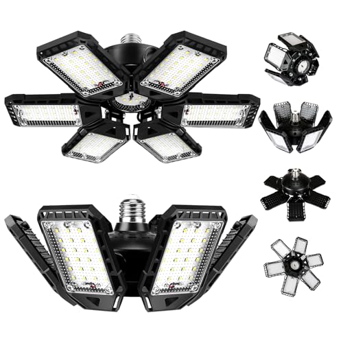 Aoretic LED Garage Lights Bulb 2 Pack 180W 18000LM 6500K Led Shop Light with 6 Plus 1 Deformable Panels Basement Barn Ceiling Lights for E26/E27 - Image 1