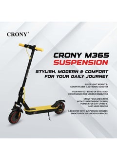 Crony W563 high speed 250W Motor E-Scooter 25-45KM/H Speed, 36V/7.8AH Battery, 10-25KM Range, Front Suspension, Rear Disc Brakes, Aluminum Alloy Frame, 100KG Max Load, LED Headlamp, App Connectivity, Foldable & Portable Electric Scooter for Adults & Kids, Electric Scooter for Commuting & Leisure, Long-Range Motorized Scooter with Easy Folding, Lightweight High-Performance Commuter Skateboard，yellow  - Image 4