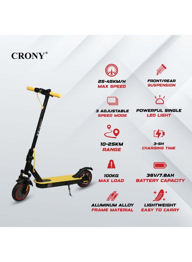 M365 high speed 250W Motor E-Scooter 25-45KM/H Speed, 36V/7.8AH Battery, 10-25KM Range, Front Suspension, Rear Disc Brakes, Aluminum Alloy Frame, 100KG Max Load, LED Headlamp, App Connectivity, Foldable & Portable Electric Scooter for Adults & Kids, Electric Scooter for Commuting & Leisure, Long-Range Motorized Scooter with Easy Folding, Lightweight High-Performance Commuter Skateboard，yellow