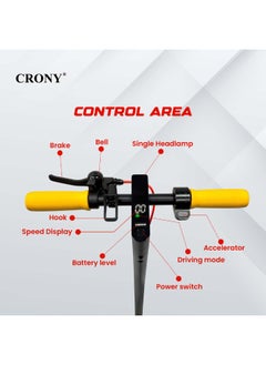 Crony W563 high speed 250W Motor E-Scooter 25-45KM/H Speed, 36V/7.8AH Battery, 10-25KM Range, Front Suspension, Rear Disc Brakes, Aluminum Alloy Frame, 100KG Max Load, LED Headlamp, App Connectivity, Foldable & Portable Electric Scooter for Adults & Kids, Electric Scooter for Commuting & Leisure, Long-Range Motorized Scooter with Easy Folding, Lightweight High-Performance Commuter Skateboard，yellow  - Image 3