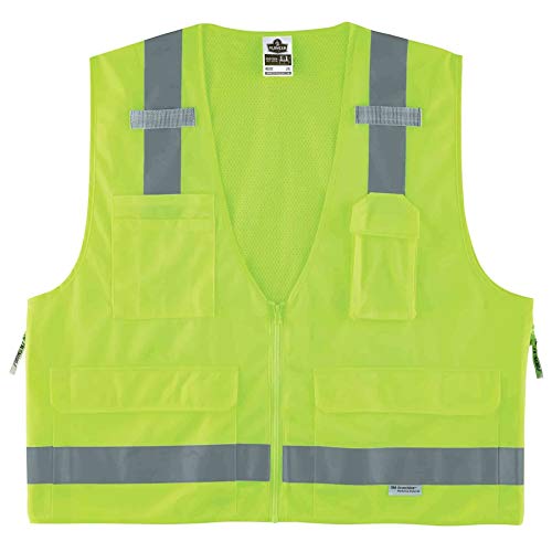 Ergodyne - 21425 GloWear 8250Z ANSI Lime Surveyors Reflective Safety Vest with Back Pocket, Large/X-Large - Image 1