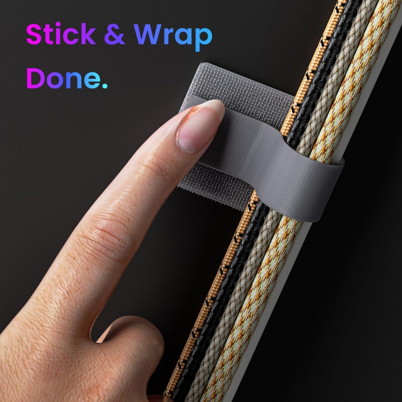 LX IntMfr. Hook and Loop Cable Ties, Self Adhesive Hook and Loop Cable Straps, Sticky-back Cord Organizer, Cable Clip, Household & Office Essentials, 40Pcs per Pack - Image 4