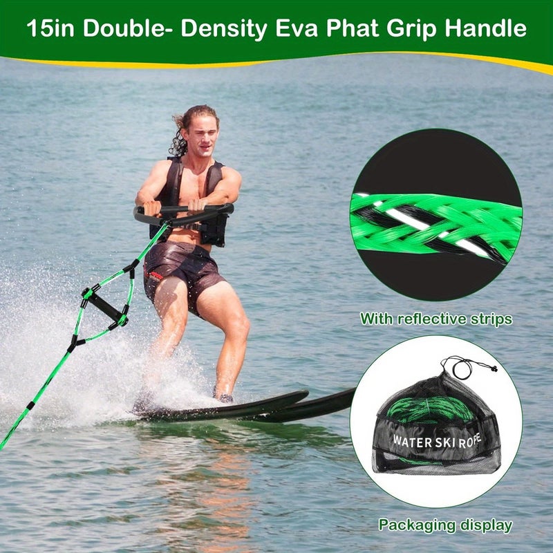 Thermal Tow Rope For Water Sports Thick Handle Suitable For Waterskiing And Wakeboarding Green 75FT 4-S - Image 4