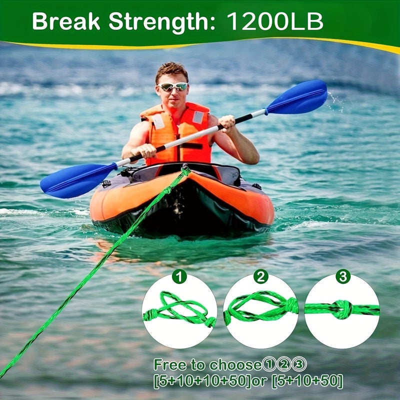 Thermal Tow Rope For Water Sports Thick Handle Suitable For Waterskiing And Wakeboarding Green 75FT 4-S - Image 5