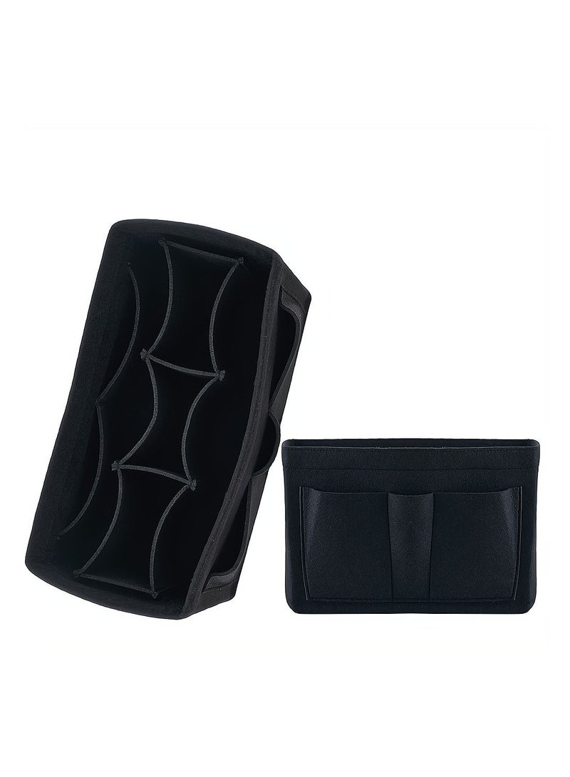 KASTWAVE Purse Organizer Insert Black S Size Women Felt Bag Organizer Insert Multi-Pocket Bag in Bag for Womens Handbag Travel Tote Hobo Bag Storage Purse Liner Divider for Any Brand Tote - Image 1