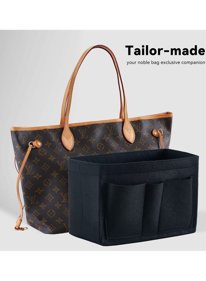 KASTWAVE Purse Organizer Insert Black S Size Women Felt Bag Organizer Insert Multi-Pocket Bag in Bag for Womens Handbag Travel Tote Hobo Bag Storage Purse Liner Divider for Any Brand Tote - Image 5