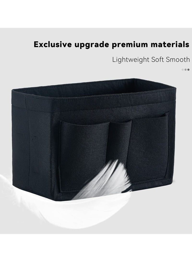 KASTWAVE Purse Organizer Insert Black S Size Women Felt Bag Organizer Insert Multi-Pocket Bag in Bag for Womens Handbag Travel Tote Hobo Bag Storage Purse Liner Divider for Any Brand Tote - Image 2
