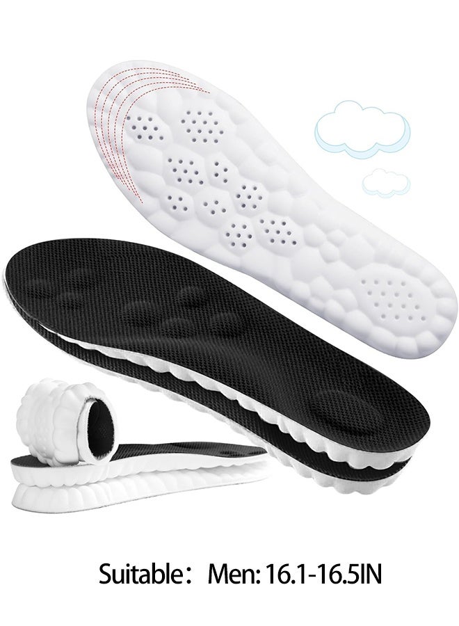 عام نعال داخلية سحابية 4D للرجال والنساء، نعال داخلية سحابية من إسفنج الذاكرة فائقة النعومة ومضادة للتعب، وامتصاص الصدمات، وتخفيف آلام القدم، (رمادي، للرجال: 15.3-15.7 بوصة) - Image 1