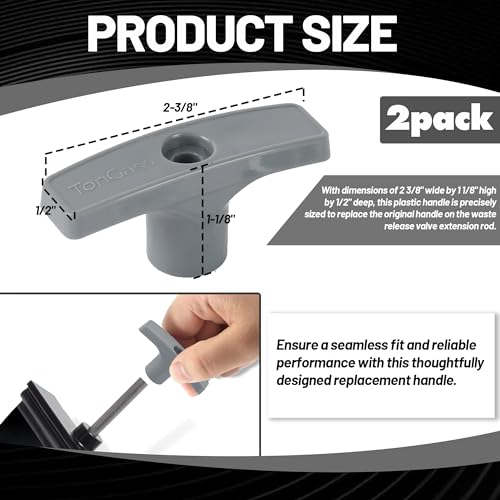 TonGass (2-Pack, Gray RV Waste Valve Handle Replacement for Waste Valve Extension Rod RV Parts Tank Hose Handle RV Waste Valve Handles Kits with 4 Nuts 2 Screws 2 Gasket - Image 2