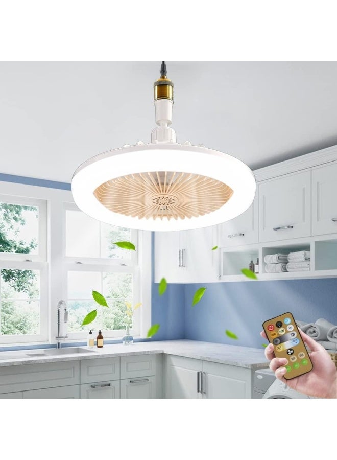 2-in-1 Socket Ceiling Fan with LED Light and Remote Control - E27 Base, 3-Color Dimming, 3-Speed Fan, and Aromatherapy Diffuser - Image 1