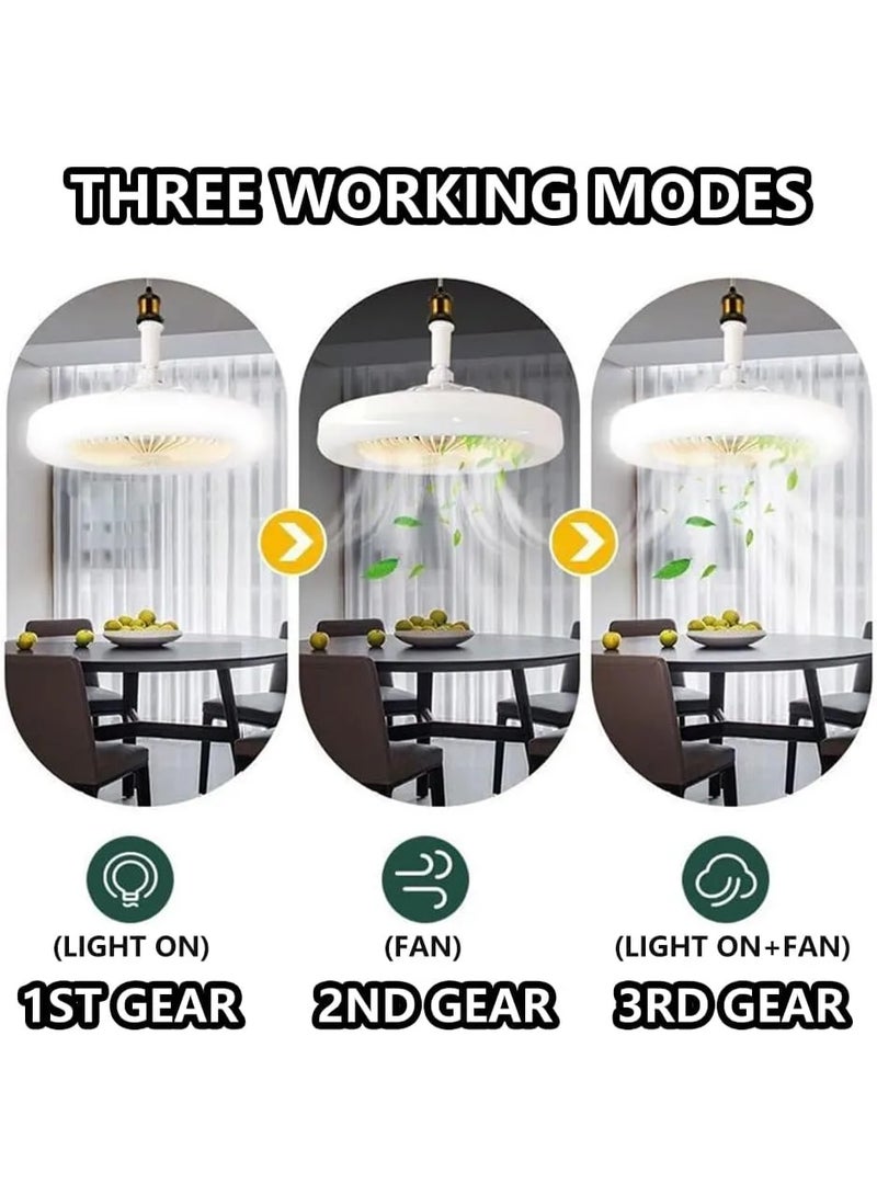 2-in-1 Socket Ceiling Fan with LED Light and Remote Control - E27 Base, 3-Color Dimming, 3-Speed Fan, and Aromatherapy Diffuser - Image 4