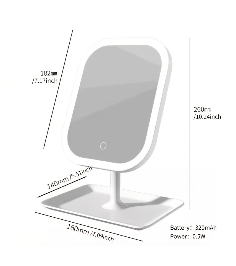 Pink LED Rechargeable Makeup Mirror With Front Light 3 Modes Foldable Portable for Student Dormitory - Image 4