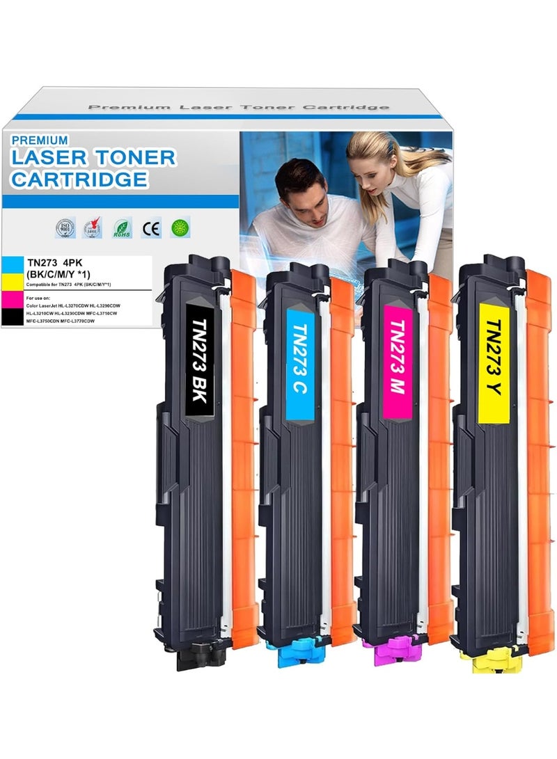 TN273 Toner Cartridges Replacement for Brother TN-273BK TN-273C TN-273M TN-273Y Color Toner Cartridge Set for MFC-L3750CDW DCP-L3510CDW DCP-L3551CDW Printers - Image 1