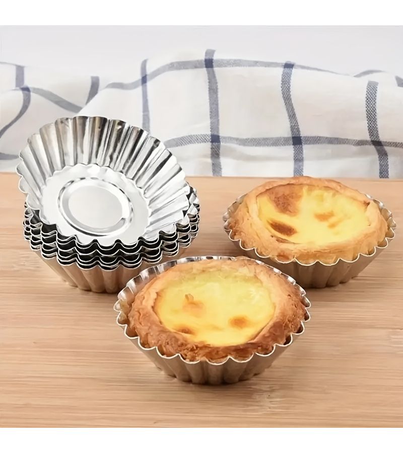 30pcs Disposable Aluminum Foil Cake Molds Round Chrysanthemum Pattern Baking Cups - Image 2