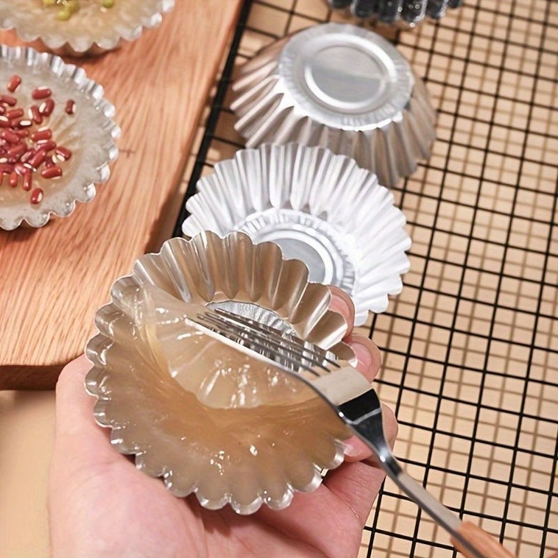 30pcs Disposable Aluminum Foil Cake Molds Round Chrysanthemum Pattern Baking Cups - Image 5