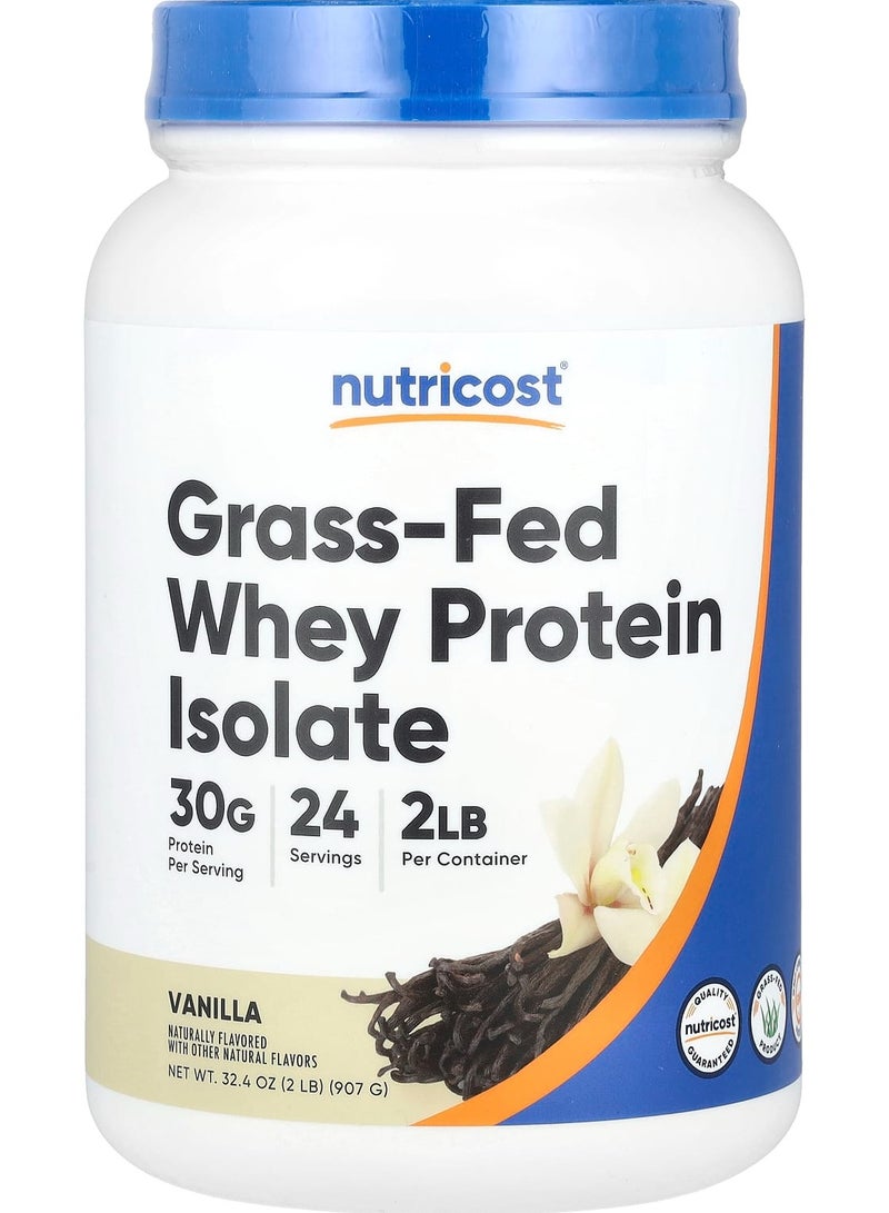 Grass-Fed Whey Protein Isolate, Vanilla, 2 lb (907 g)