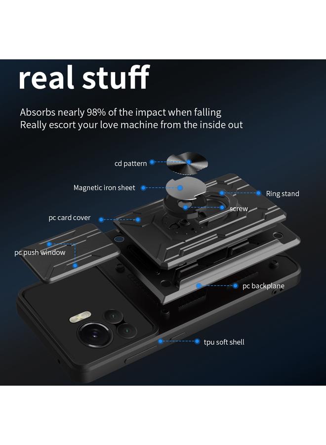 اس-توب جراب لهاتف Motorola Edge 30 Ultra 5G / Moto X30 Pro، جراب هاتف منزلق من مادة TPU + PC مع فتحة بطاقة - Image 4