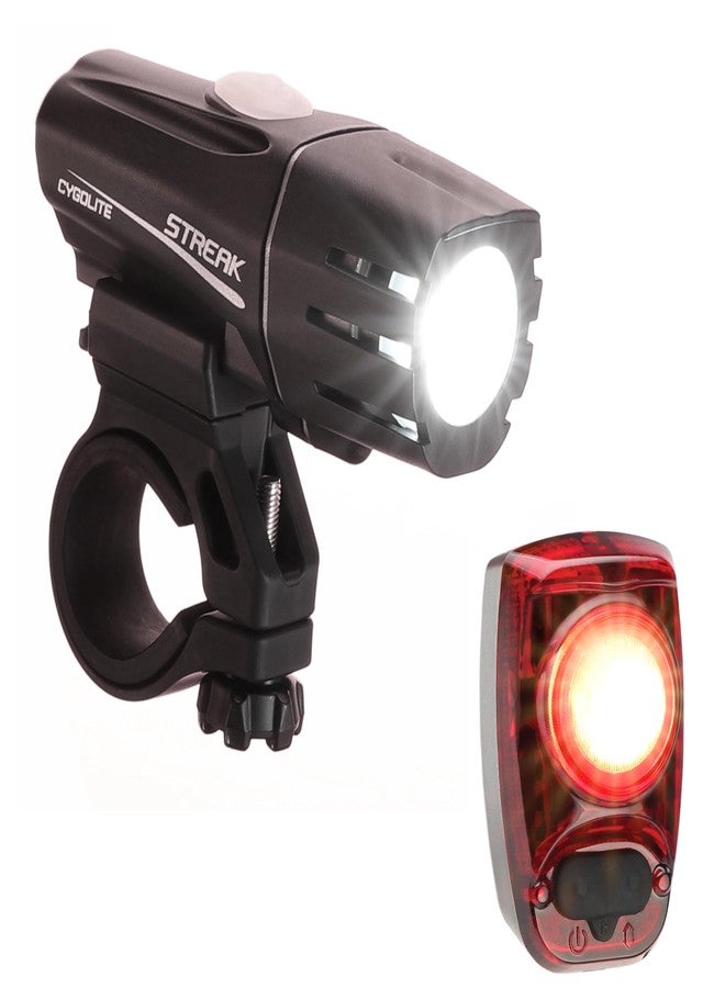 Cygolite Streak 600 Lumen Headlight and Hotshot 120 Lumen Taillight Bicycle Light Combo Set – 7 Night & Daytime Modes – Compact Design – Water Resistant – USB-C Rechargeable – Great for Busy Roads - Image 1