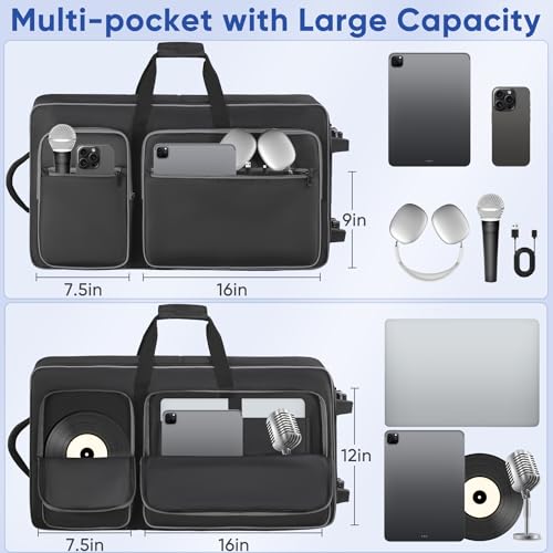 Aleemin DJ Controller Case with Wheels Compatible with DDJ FLX10 / DDJ-GRV6 / 1000 / 1000SRT / REV7 / REV5 / SC LIVE 4, Rolling DJ Bag Padded Backpack Soft with Multi-pocket for DJ Controller and Accessories - Image 4