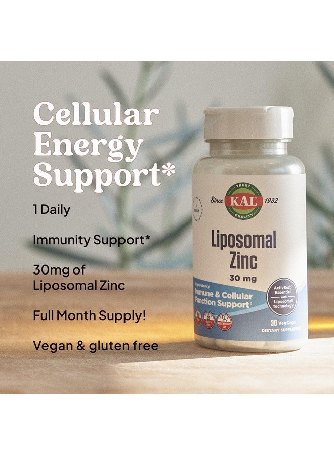 KAL Liposomal Zinc 30mg, Cellular Function and Immune Support Supplement, Enhanced Absorption Zinc Supplements, Vegan, Gluten Free, Soy Free, 30 Servings, 30 VegCaps - Image 4