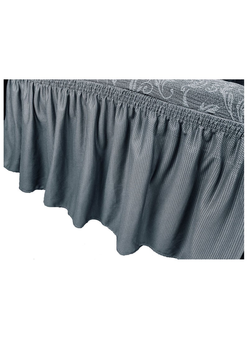 Fabienne Jacquard Fabric Stretchable Three Seater Sofa Cover Grey - Image 5