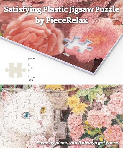 PieceRelax PieceClicks Plastic Jigsaw Puzzle for Adults 1000 Pieces Jina A cat in The Rose Garden 252 X 189 Inches Most Satisfying Table Games No Glue Needed U1051 - Image 5