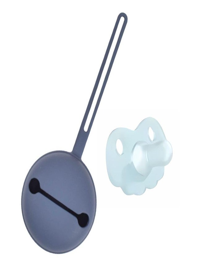 Zikku Baby Pacifier Combo Pack (Pacifier + Storage Pouch) for Infants,Made with 100% Food Grade Silicone, Breast Shape Designed, Dust-Free Storage (Navy) - Image 1