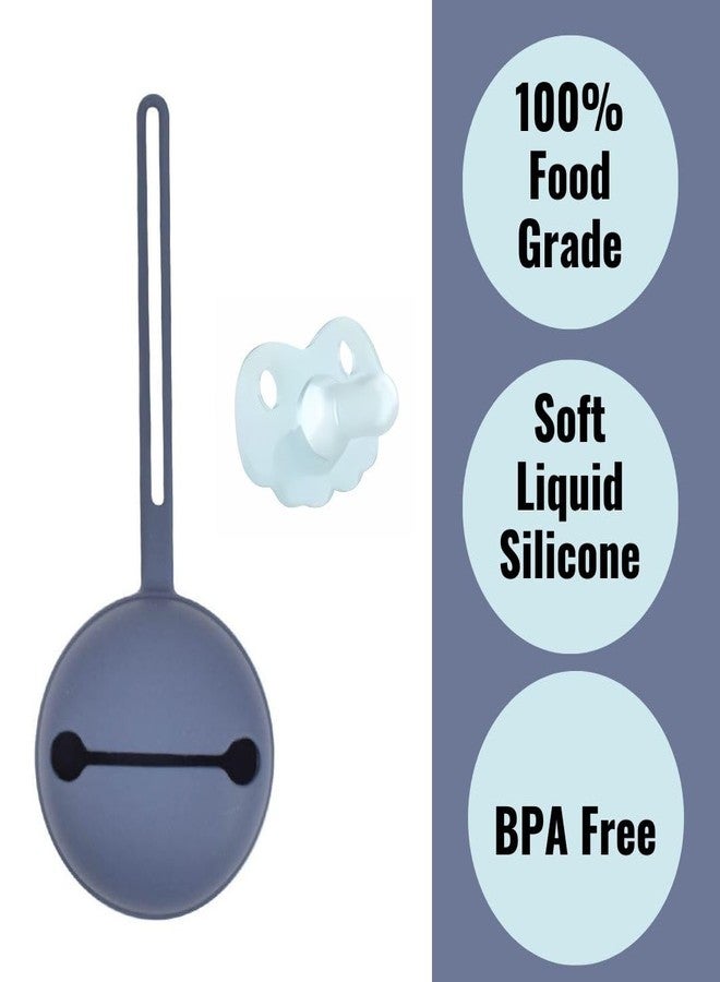 Zikku Baby Pacifier Combo Pack (Pacifier + Storage Pouch) for Infants,Made with 100% Food Grade Silicone, Breast Shape Designed, Dust-Free Storage (Navy) - Image 2