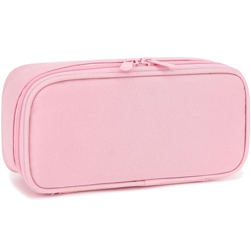 FlowFly Large Capacity Pencil Case for Kids, Boys & Girls – Zippered Multi-Functional Pen Pouch, Soft & Portable Pencil Bag for School, Teens, Students, Pink - Image 1