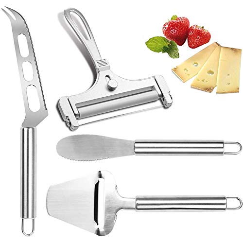 Linwnil Cheese Slicer Set Stainless Steel Wire Cheese Slicer Thickness Adjustable Cheese Cutter for Cutting Soft, Semi-Hard, Hard Cheeses (cheese 3+1, PCS, 4) - Image 1