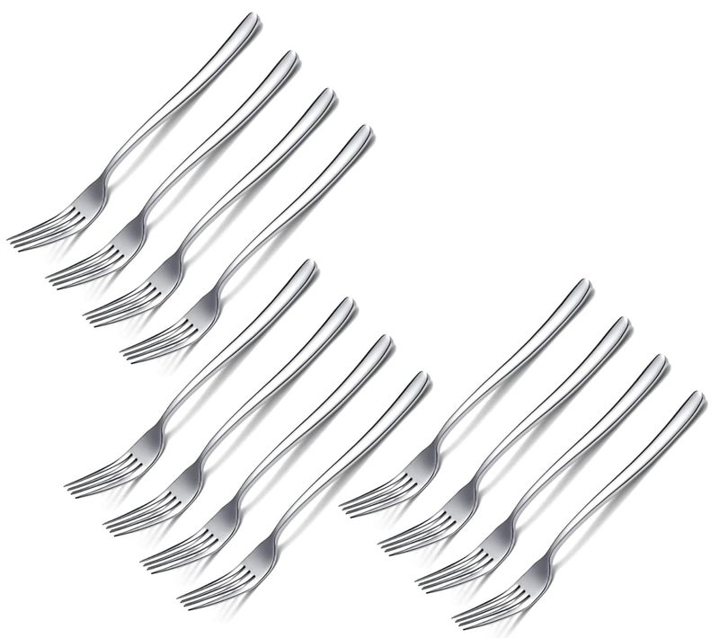 Sugalsu Dinner Forks Stainless Steel Heavy Duty Forks Silverware Flatware Forks for Kitchen Restaurant Home Salad Forks Set Durable Dessert Forks Set SturdySilver Pack of 12 - Image 1