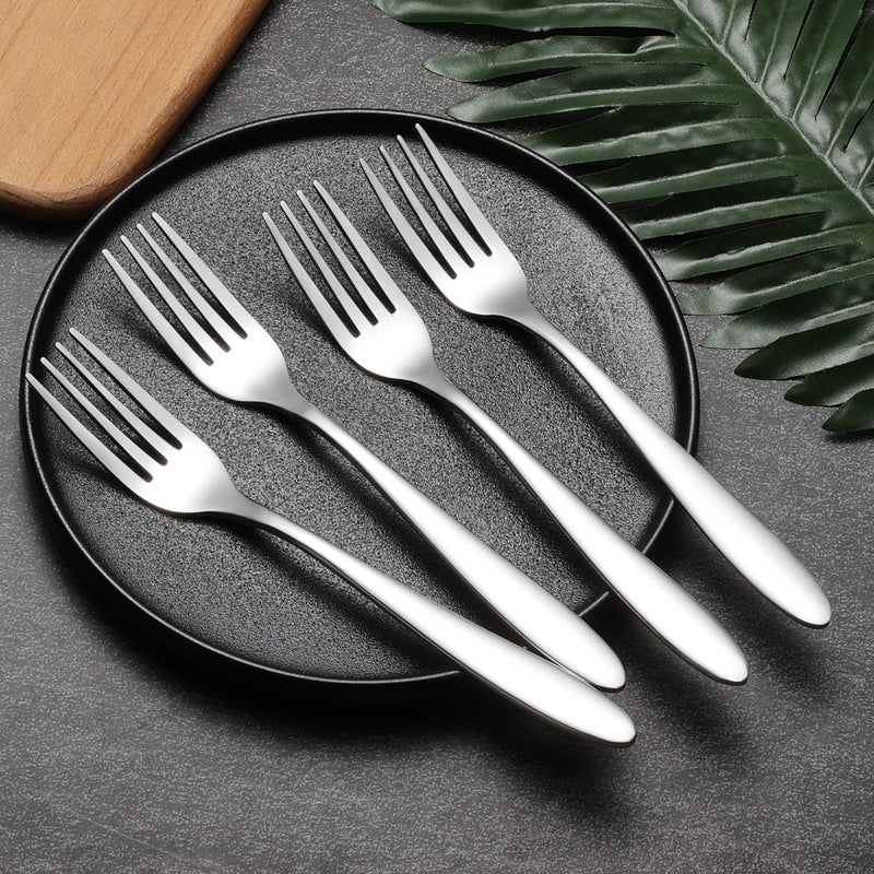 Sugalsu Dinner Forks Stainless Steel Heavy Duty Forks Silverware Flatware Forks for Kitchen Restaurant Home Salad Forks Set Durable Dessert Forks Set SturdySilver Pack of 12 - Image 5